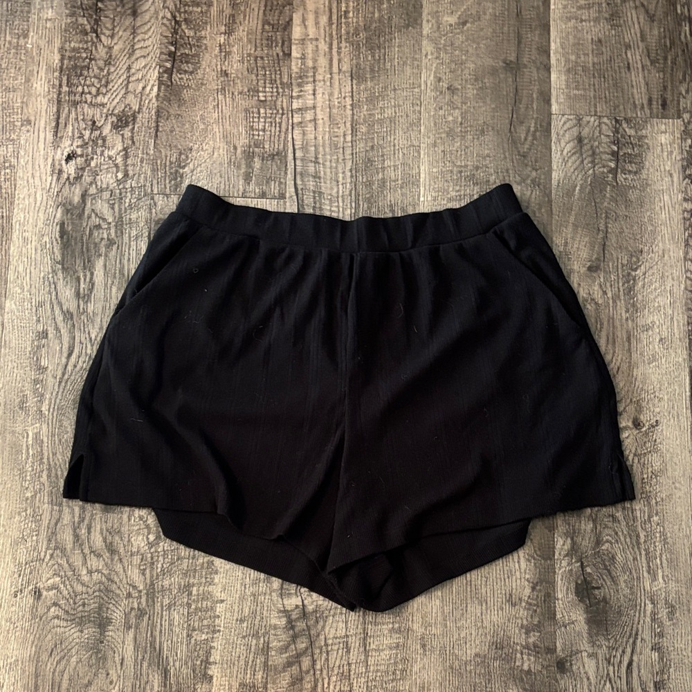 Abercrombie & Fitch Ribbed Pajama Shorts - Black - Size XLarge